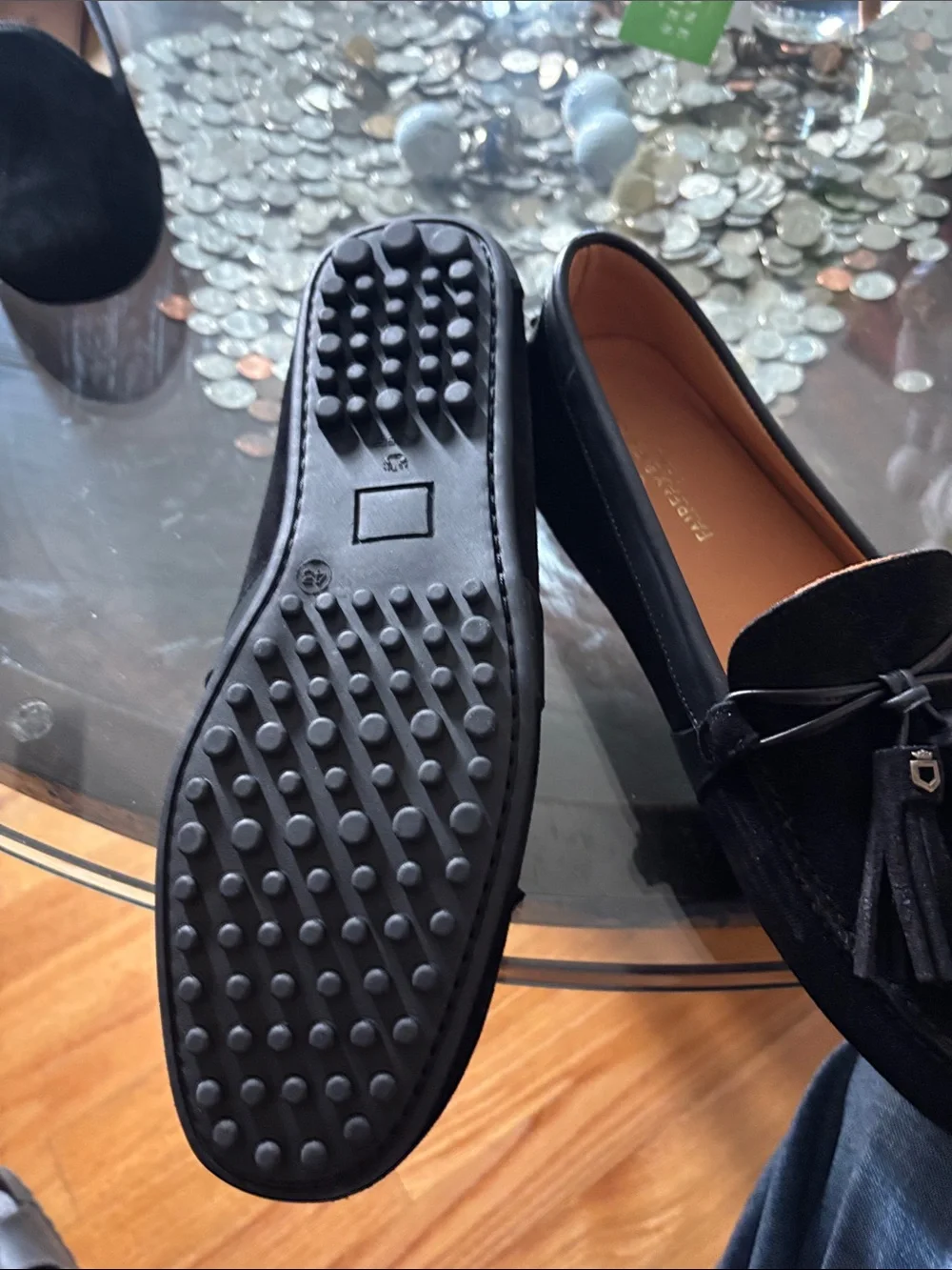 Cole Haan Black Suede Tassel Moc Toe Loafers